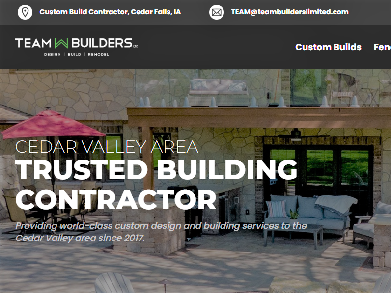 Photo of a Cedar Falls, Iowa custom build contractor website