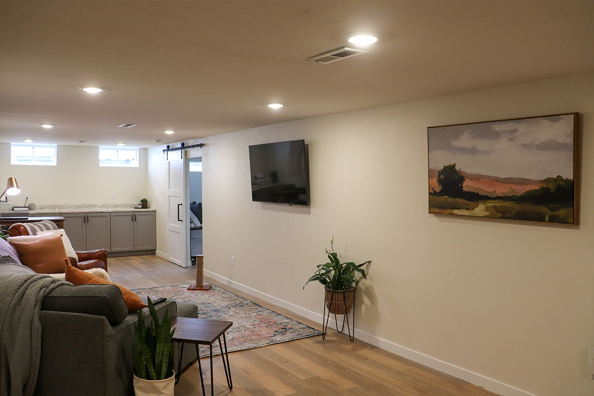 Finished basement project in Waterloo